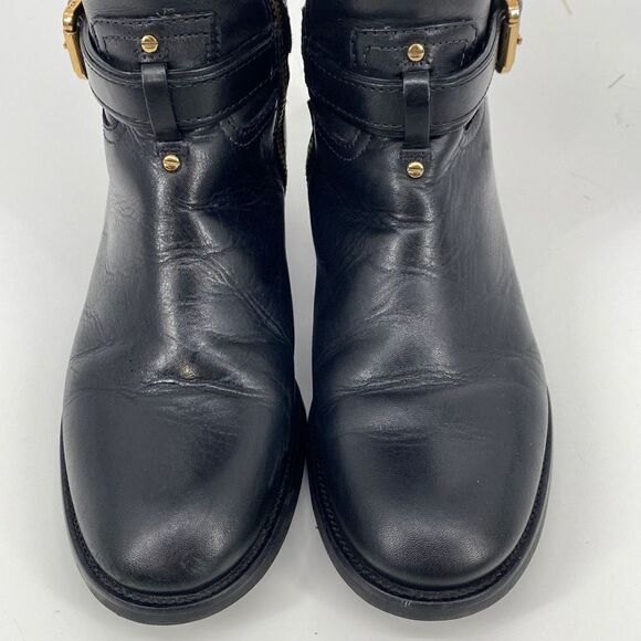 Tory Burch Leather Knee High Logo Riding Boots Black Size 6‎ - Picture 7 of 16